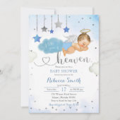 Blauw Goud Blondine Baby Angel Baby shower Kaart (Voorkant)