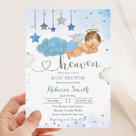 Blauw Goud Blondine Baby Angel Baby shower Kaart