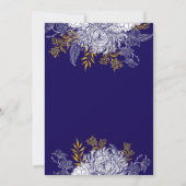 Blauw Goud Botanie Graphic Wedding Save The Date (Achterkant)
