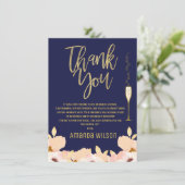 Blauw Goud Bruids douche bedankkaart Kaart (Staand voorkant)