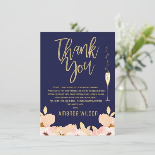 Blauw Goud Bruidsfeest Dankkaart Kaart (Staand voorkant)