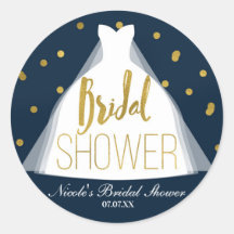 Blauw & Goud Bruidsmeisjes Bruiloft Jurk Confetti