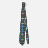 Blauw Goud Bruin Ster X Patroon stropdas (Voorkant)