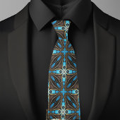 Blauw Goud Bruin Ster X Patroon stropdas