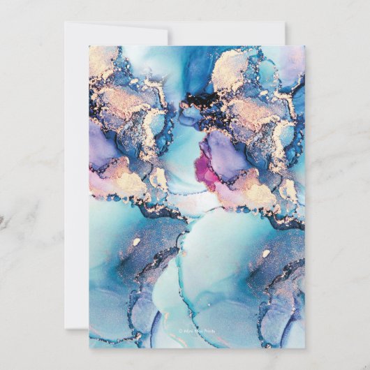 Blauw goud - Brunch en bubbelbaar - Bridal Shower  Kaart (Achterkant)