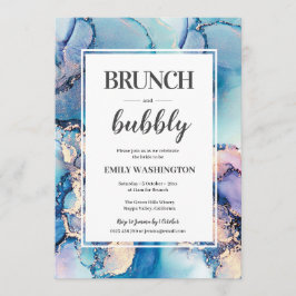 Blauw goud - Brunch en bubbelbaar - Bridal Shower Kaart
