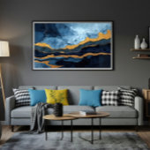 Blauw Goud Canvas Afdruk