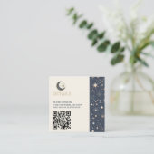 Blauw & Goud Celestial QR Code Informatiekaartje (Staand voorkant)