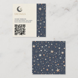 Blauw & Goud Celestial QR Code Informatiekaartje