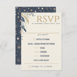 Blauw & Goud Celestial Voedselkeuzen RSVP Kaartje