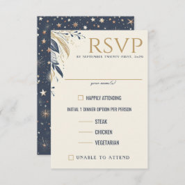 Blauw & Goud Celestial Voedselkeuzen RSVP Kaartje