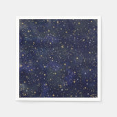 Blauw & Goud Celestiale Sterren Fantasievolle Wate Servet (Voorkant)