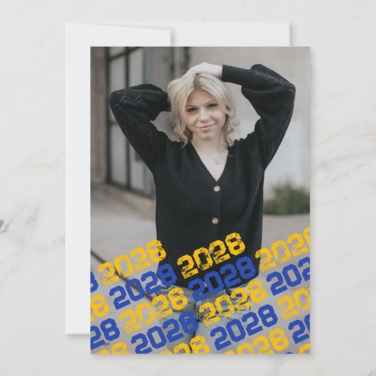 Blauw & Goud Chalkboard Afstuderen Foto Dank u Kaart (Achterkant)