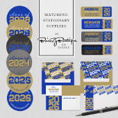 Blauw & Goud Chalkboard Afstuderen Foto Kaart