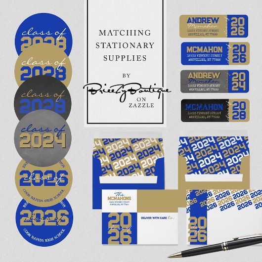 Blauw & Goud Chalkboard Afstuderen Foto Kaart