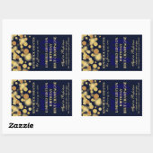 Blauw Goud Champagne Bubbles Verjaardagslabel 750m Rechthoekige Sticker (Vel)