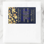 Blauw Goud Champagne Bubbles Verjaardagslabel 750m Rechthoekige Sticker (Tas)
