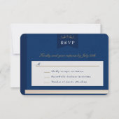 Blauw Goud Chapter Book Wedding RSVP Kaart (Voorkant)