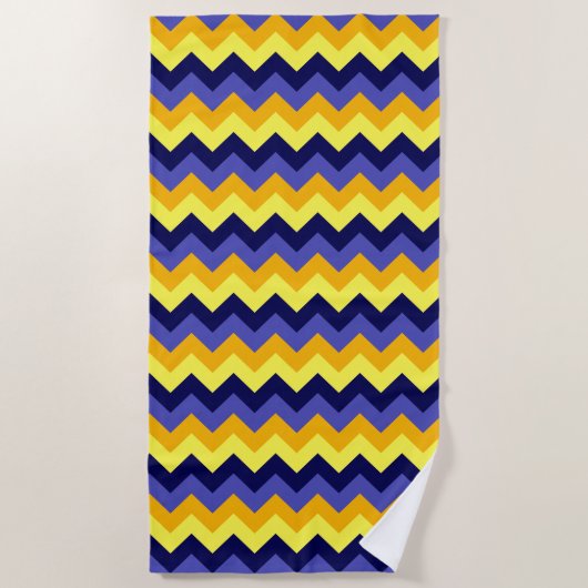 Blauw Goud Chevrons Strandlaken (Voorkant)