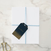Blauw & Goud Chic Glitter Glam Feest Favor Cadeaulabel (Met Touw)