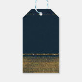 Blauw & Goud Chic Glitter Glam Feest Favor Cadeaulabel (Achterkant)