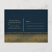 Blauw & Goud Chique Sparkling Glam Save the Date Aankondigingskaart (Achterkant)