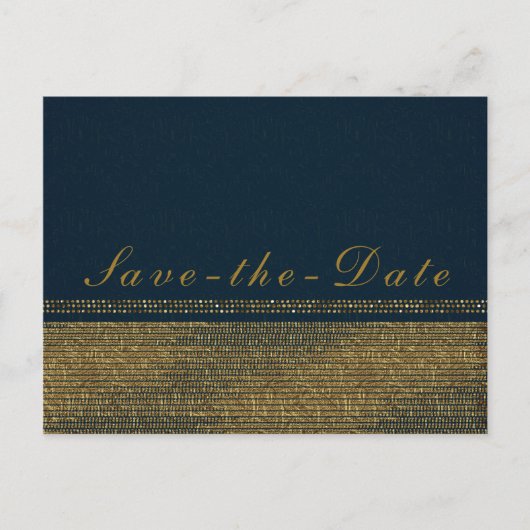 Blauw & Goud Chique Sparkling Glam Save the Date Aankondigingskaart (Voorkant)