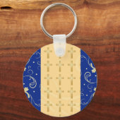 Blauw, goud, Christelijk kruis, DamasvetorSleutelh Sleutelhanger (Voorkant)