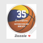 Blauw Goud Club Kleuren kinder Basketbal Team Cade Sticker (Vel)