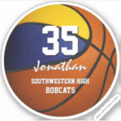 Blauw Goud Club Kleuren kinder Basketbal Team Cade Sticker (Voorkant)