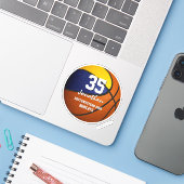 Blauw Goud Club Kleuren kinder Basketbal Team Cade Sticker (Laptop met iPhone)