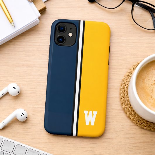 Blauw & Goud College Kleuren Case-Mate iPhone Case
