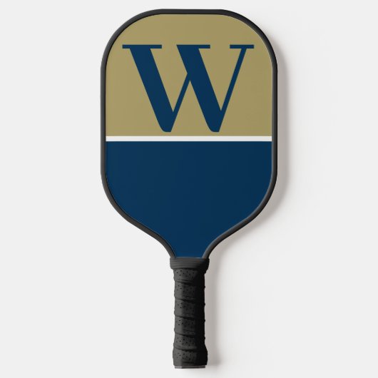 Blauw & Goud College Team Kleuren Monogram Pickleball Paddle (Voorkant)