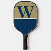 Blauw & Goud College Team Kleuren Monogram Pickleball Paddle (Achterkant)