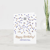 Blauw Goud Confetti Aangepast Logo SVG Gelukkige V Kaart (Voorkant)