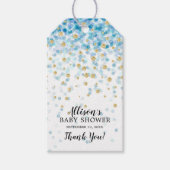 Blauw & Goud Confetti Baby shower Favor Gift Label Cadeaulabel (Voorkant)