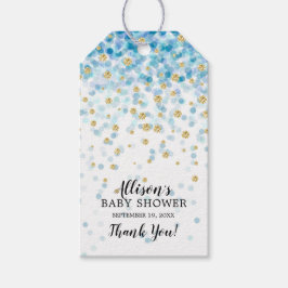 Blauw & Goud Confetti Baby shower Favor Gift Label Cadeaulabel