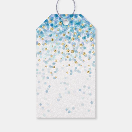 Blauw & Goud Confetti Baby shower Favor Gift Label Cadeaulabel (Achterkant)
