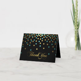 Blauw & Goud Confetti Bedankkaart