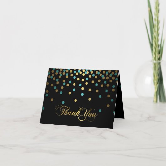 Blauw & Goud Confetti Bedankkaart (Voorkant)