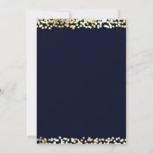Blauw & Goud Confetti Foto Huwelijk Save the Date Kaart (Achterkant)