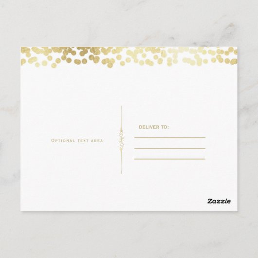 Blauw & Goud Confetti Fotobruiloft Dank u Briefkaart (Achterkant)