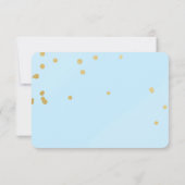 Blauw & Goud Confetti RSVP kaart uitnodiging (Achterkant)