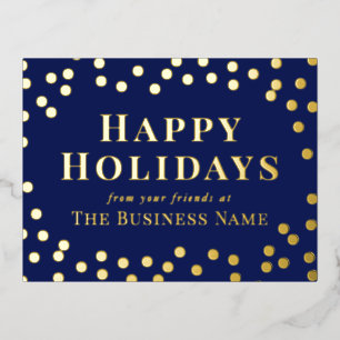 Blauw Goud Confetti Zakelijk Prettige Feestdagen
