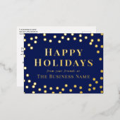 Blauw Goud Confetti Zakelijk Prettige Feestdagen (Voorkant / Achterkant)