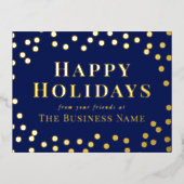 Blauw Goud Confetti Zakelijk Prettige Feestdagen (Voorkant)