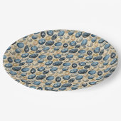 Blauw, Goud & Cream  eierpatroon Papieren Bordje (Gekanteld)