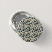 Blauw, Goud & Cream eierpatroon Ronde Button 3,2 Cm (Voorkant /achterkant)