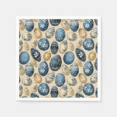 Blauw, Goud & Cream  eierpatroon Servet (Voorkant)
