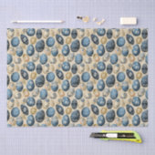 Blauw, Goud & Cream eierpatroon Tissuepapier (Craft)
